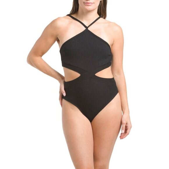 Zara Ribbed Cotton Blend Cut Out Bodysuit Women’s Black Size M - Medium - NWT - Picture 2 of 15